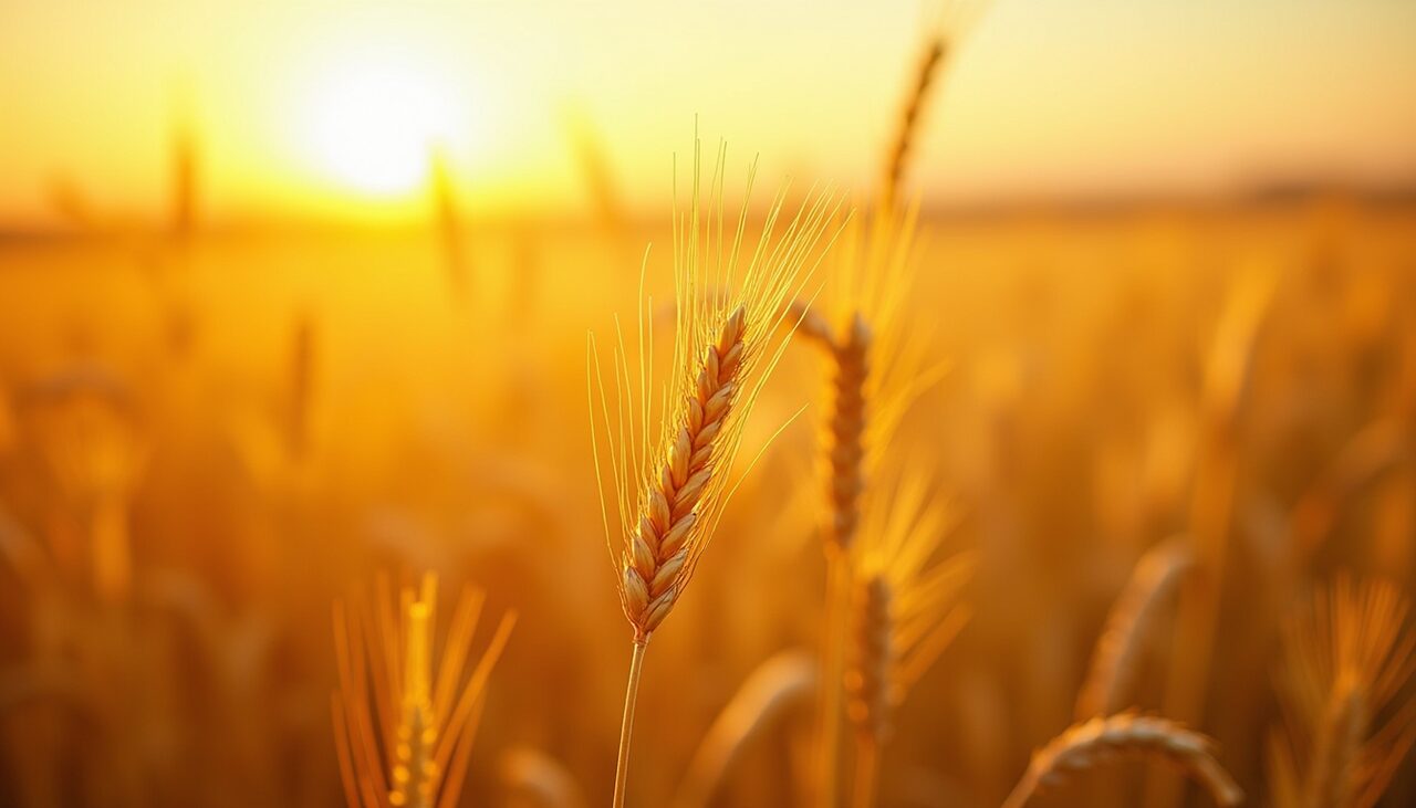 Literary book cover example — a golden wheat field at sunset